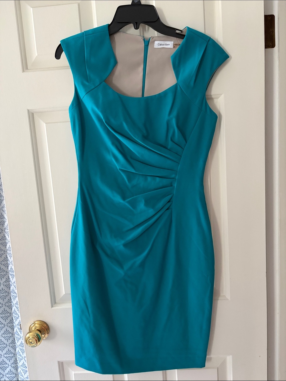 Calvin Klein Teal Ruched Sheath Dress